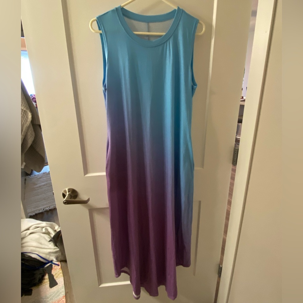 Sleeveless Blue and Purple Ombre Dress